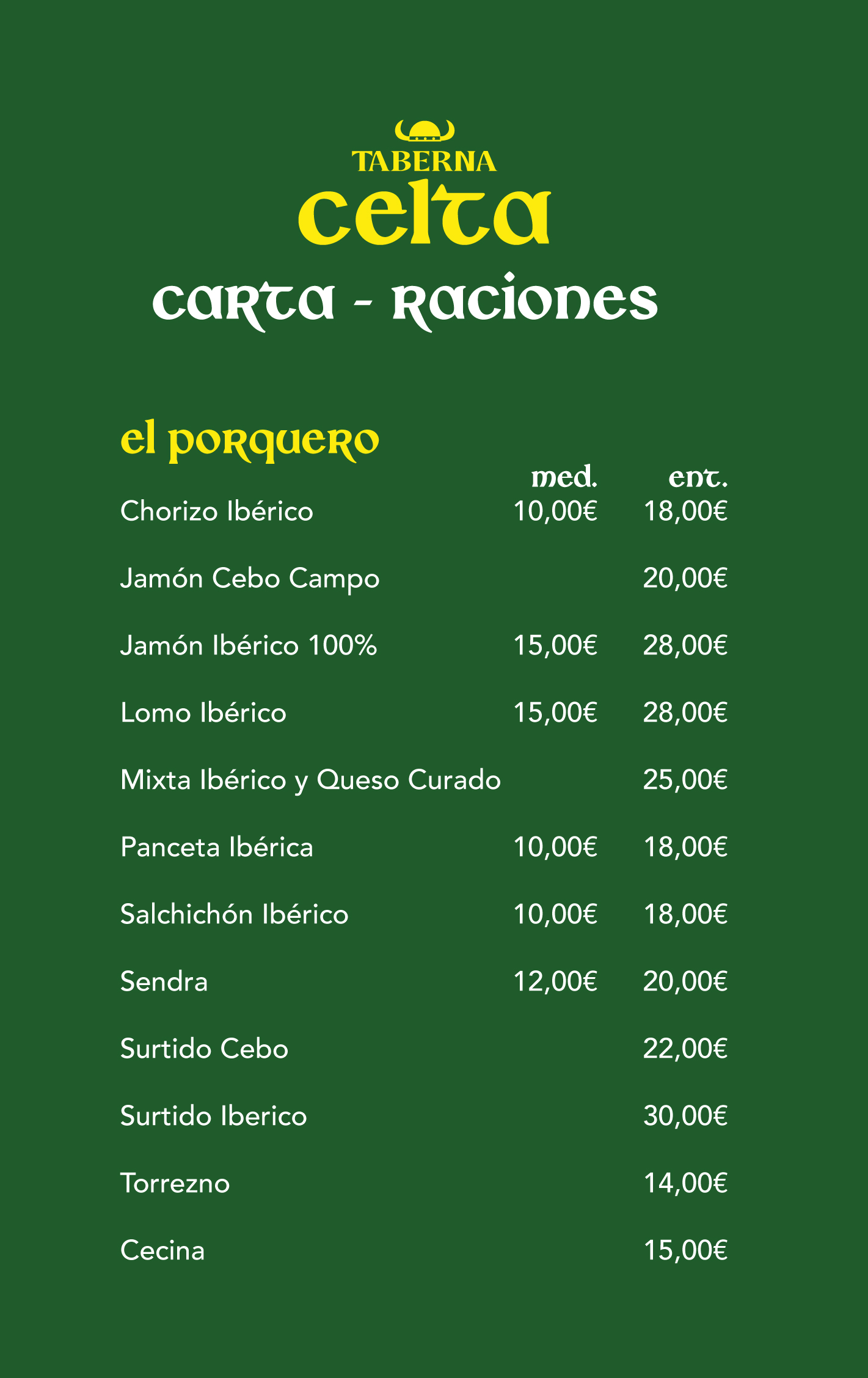 Carta Taberna Celta 2026