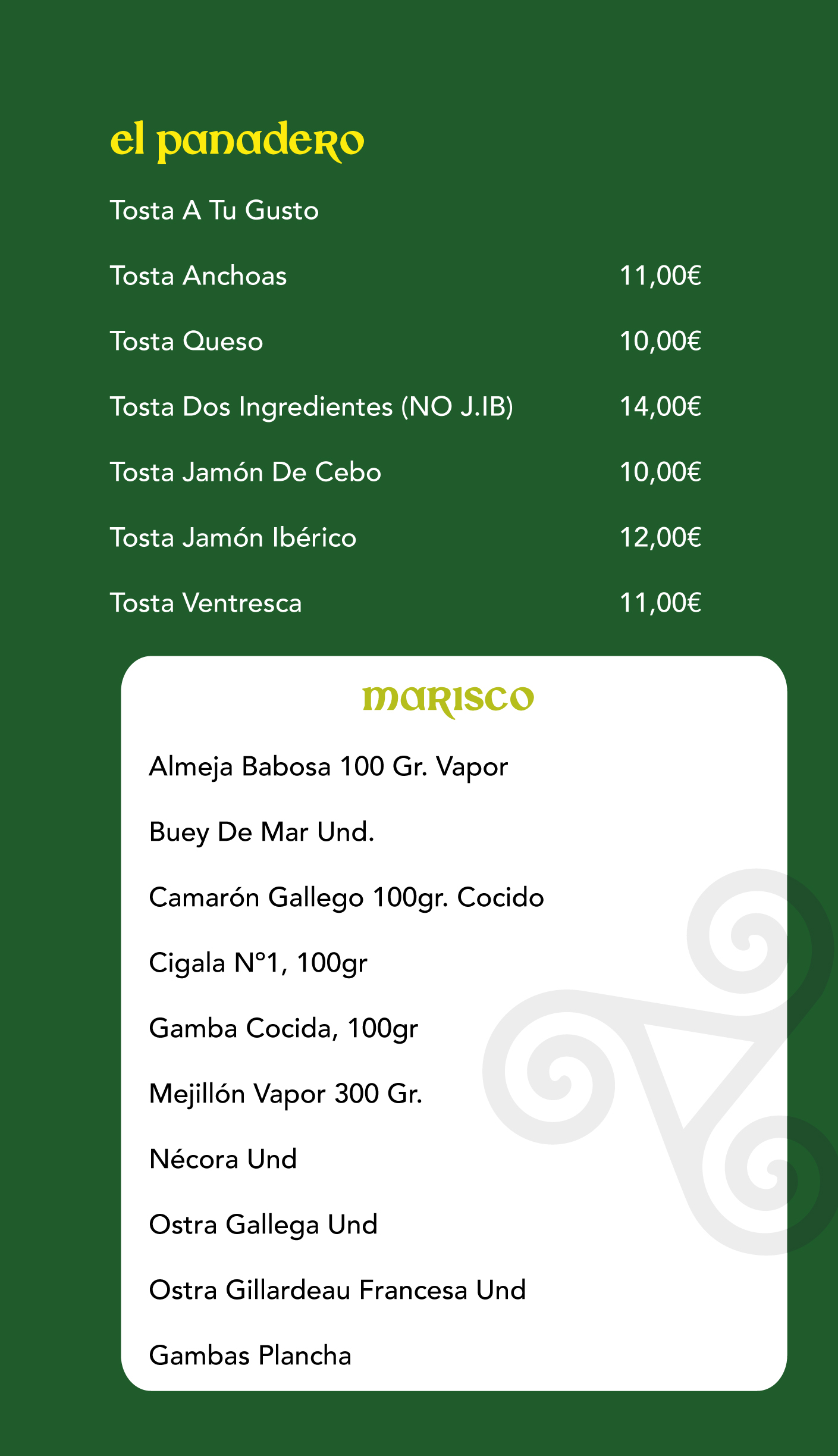 Carta Taberna Celta 2026